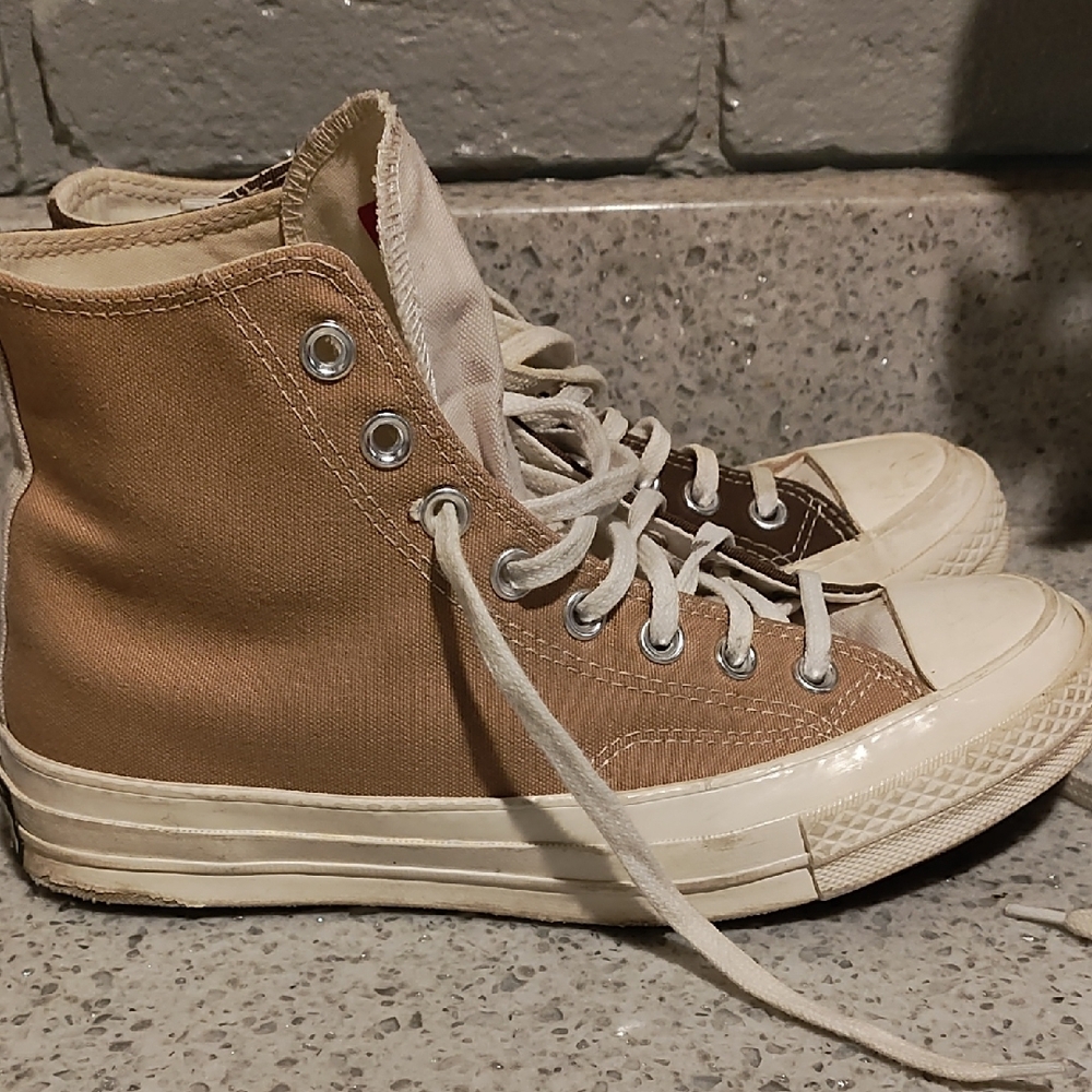 Converse High-Tops in Brown and Cream - Picture 4 of 10